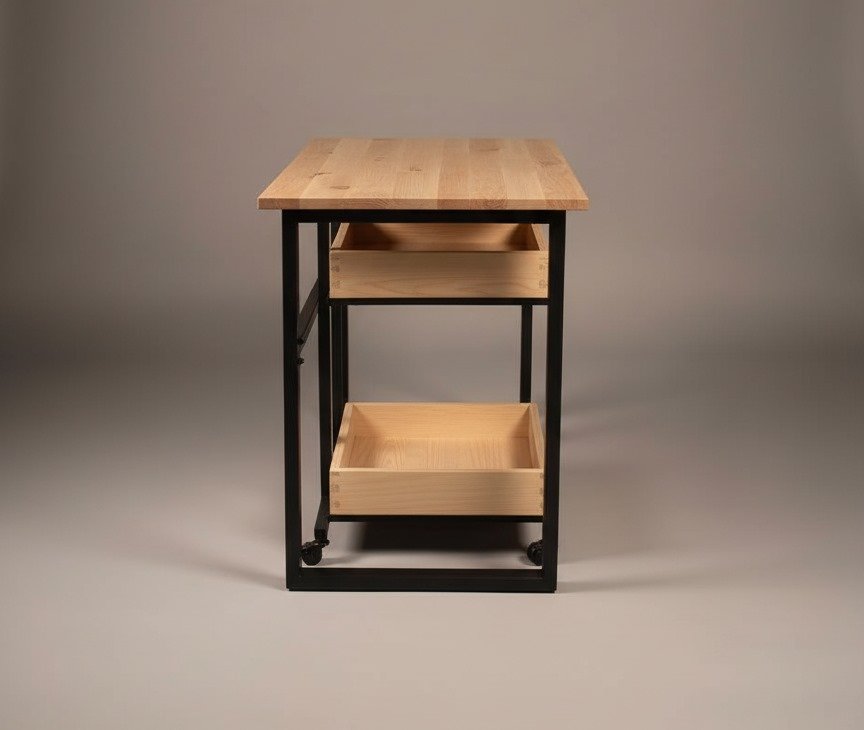 Detalle de la superficie de madera del escritorio