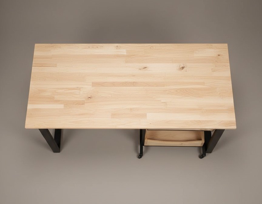 Escritorio minimalista con una silla y laptop