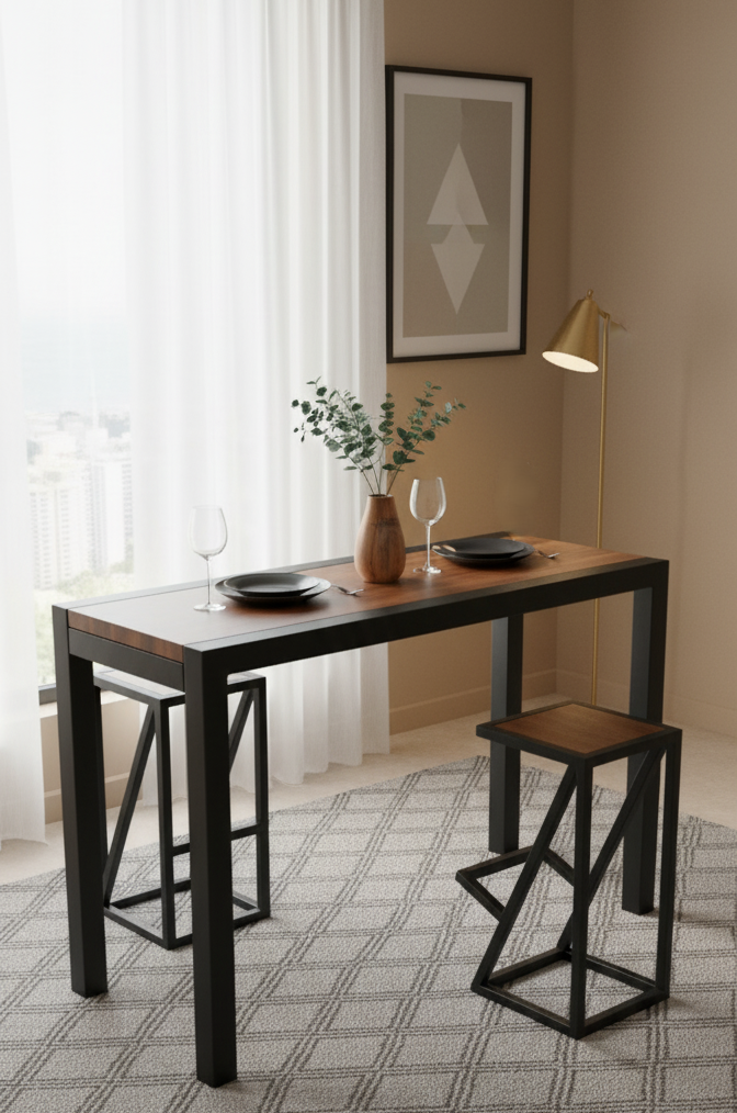 Mesa desayunador alta en una cocina