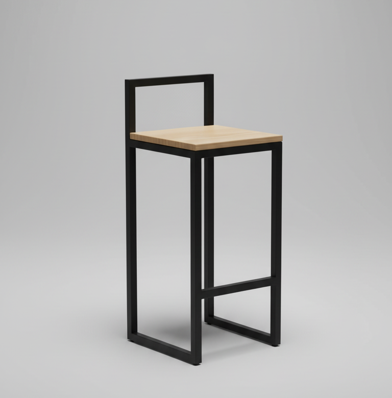 Silla de madera y metal para bar o cafetería